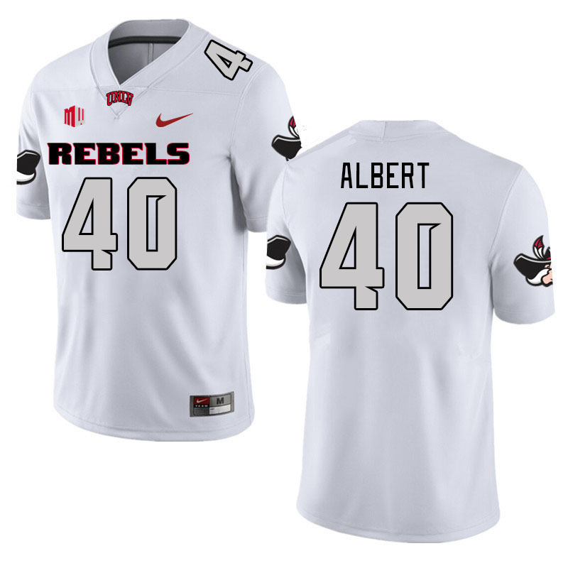 Men #40 Daego Albert UNLV Rebels 2023 College Football Jerseys Stitched-White - Click Image to Close